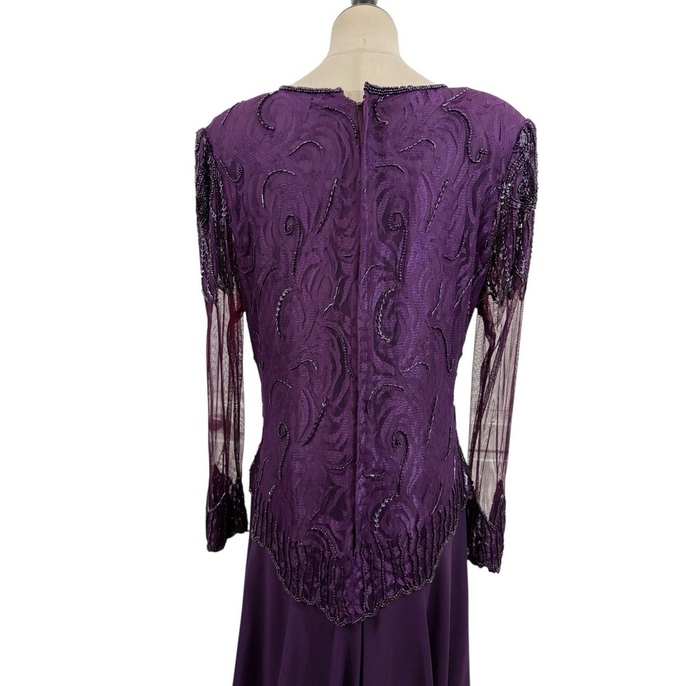 Vtg Scala Evening Gown Purple Beaded Event Dress Sz L/XL Gala Mother Of Bride - Picture 7 of 11